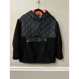Bass Outdoor Women XS Black‎ Mixed Media Ripstop Quilted Sherpa Hooded Jacket